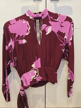 Free People Keyhole 100% Rayon Blouse size small